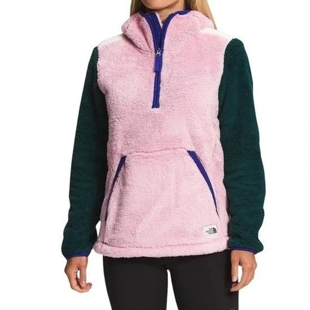 The North Face Women's Campshire Pullover Hoodie 2.0 Colorblock Green Pink XS